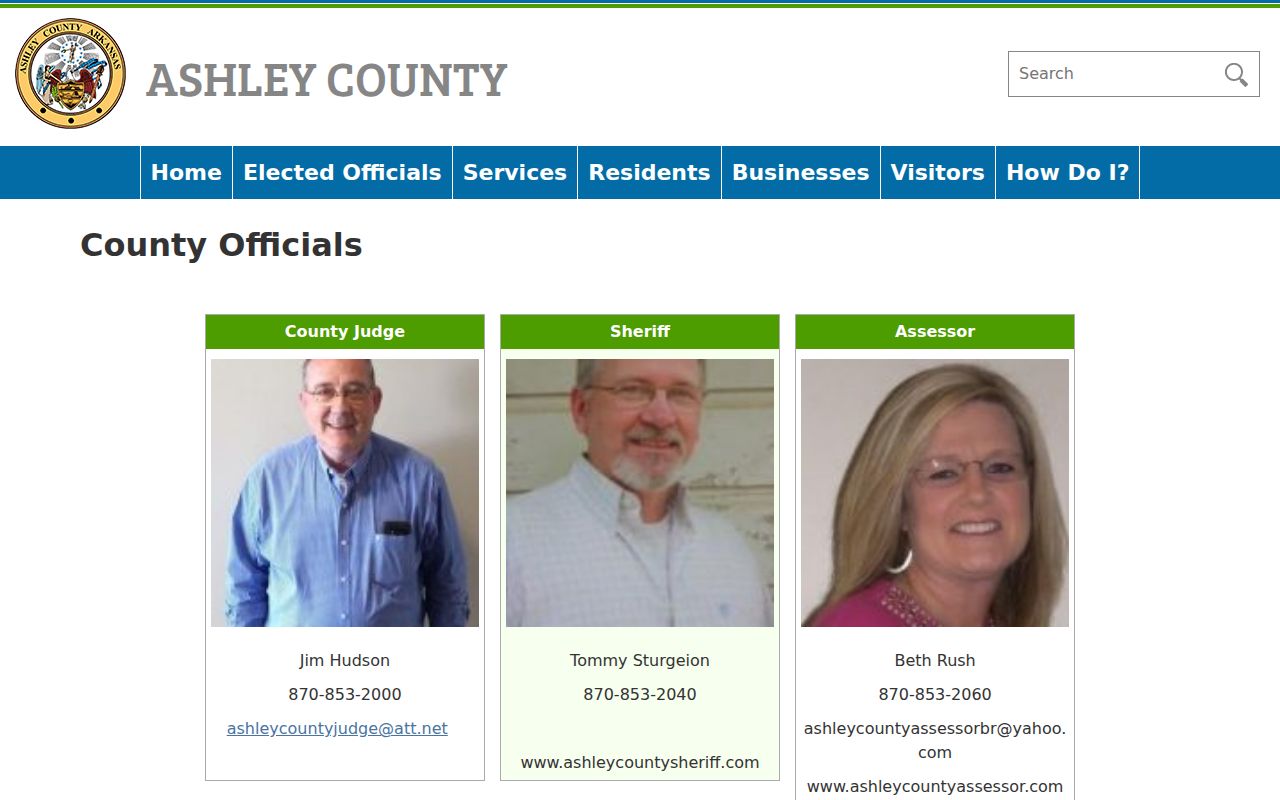 Ashley County court calendar officials directory
