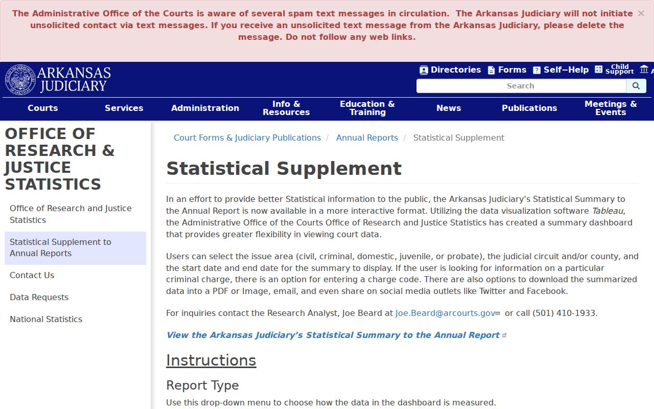 Ashley County court calendar statistics dashboard