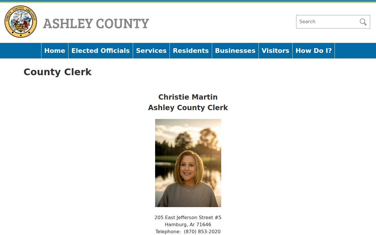 Ashley County court records office for probate and County Court files