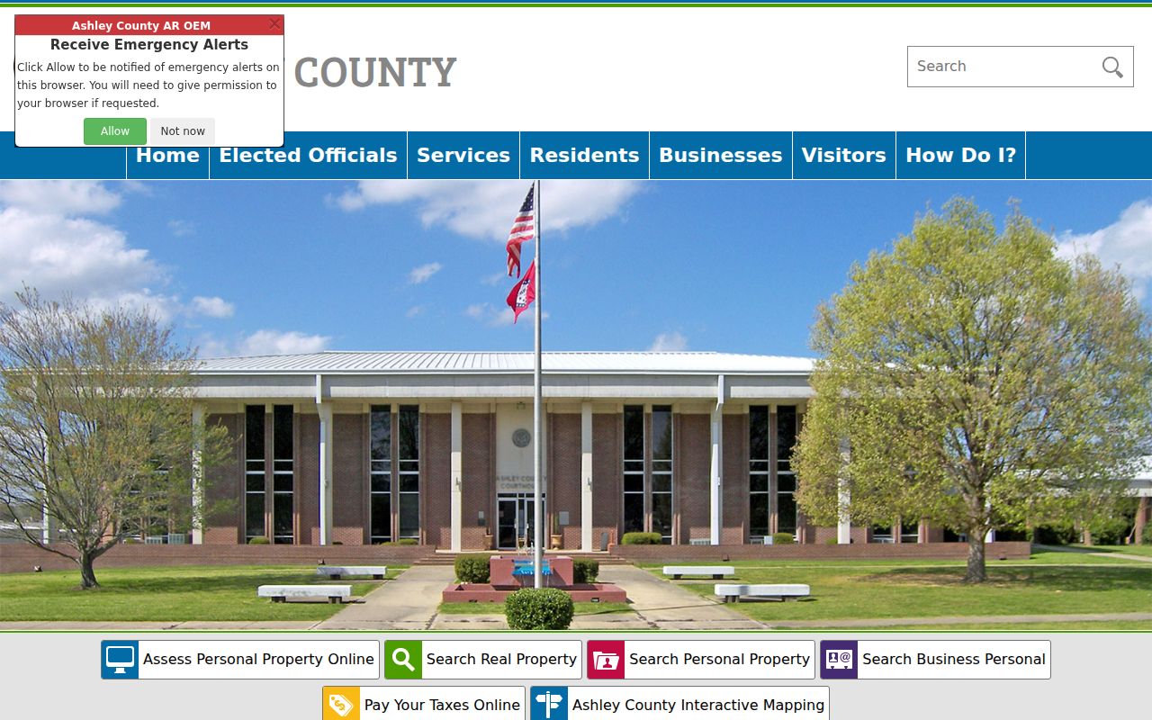 Ashley County court docket county homepage