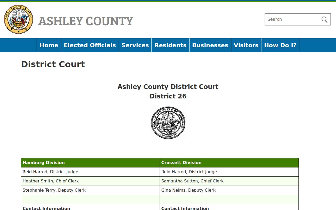 Ashley County court docket district departments