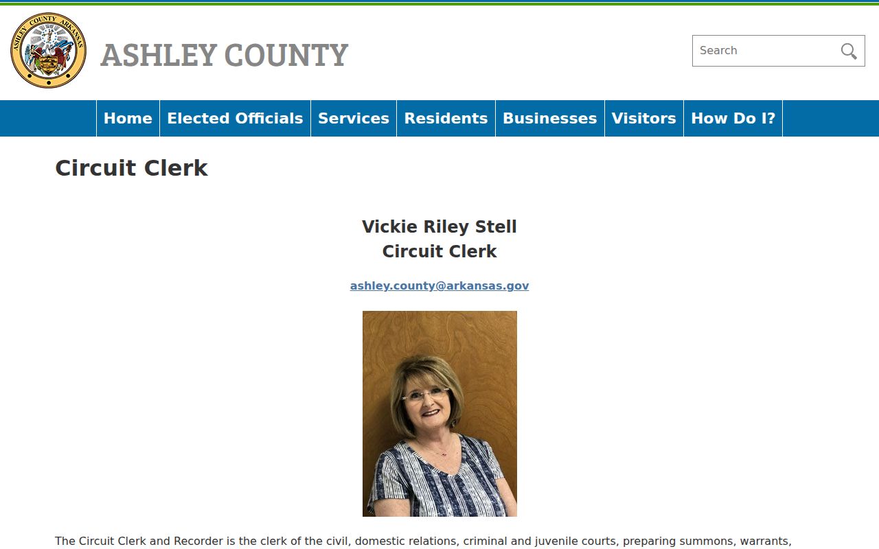Ashley County court docket Circuit Clerk page