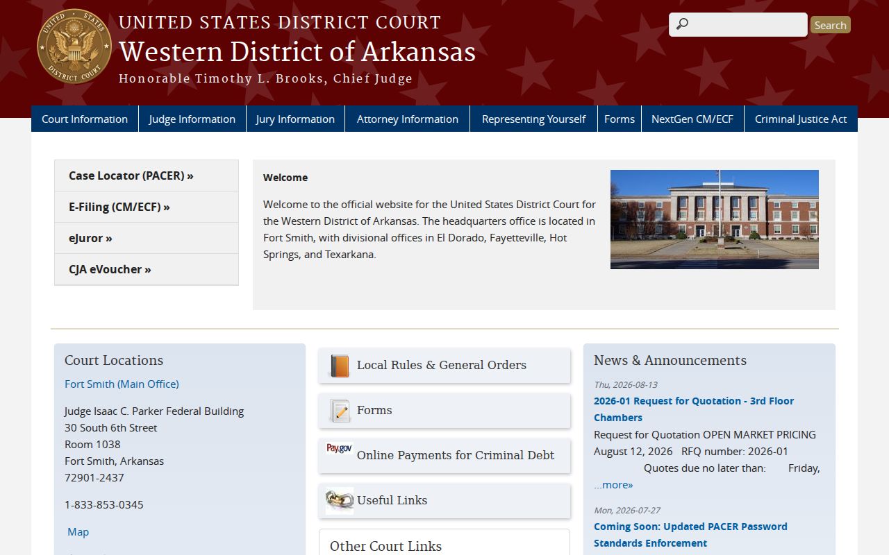 Portland court docket Western District of Arkansas