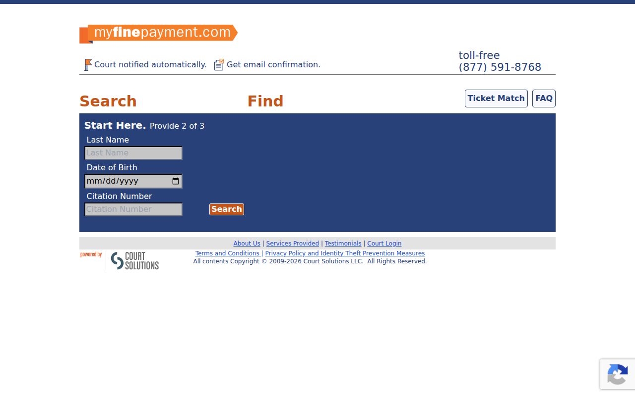 Ashley County traffic court records MyFinePayment ticket match